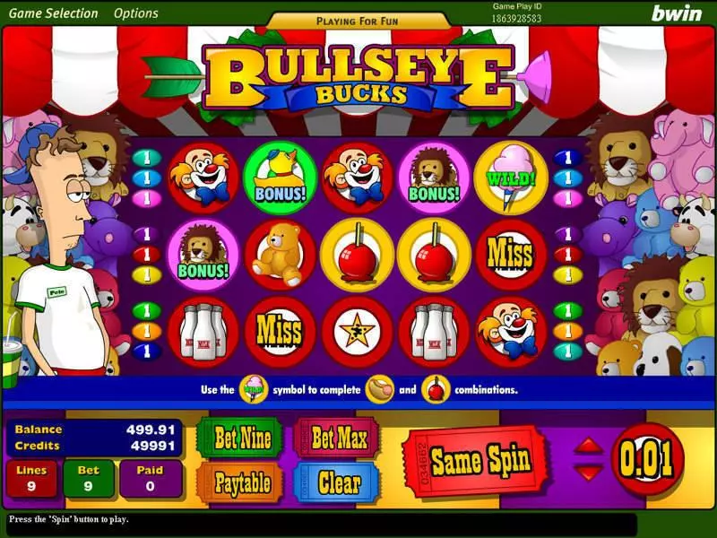 Bulls Eye Bucks Amaya Slots - Main Screen Reels