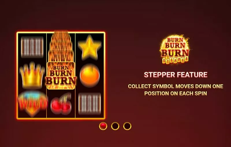 Burn Burn Burn Stepper Wizard Games Slots - Introduction Screen