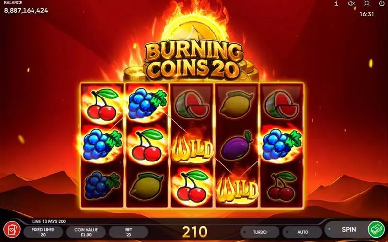 Burning Coins 20 Endorphina Slots - Main Screen Reels