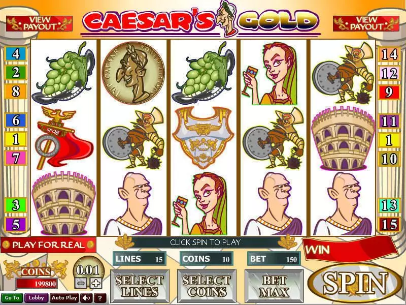 Caesar's Gold Wizard Gaming Slots - Main Screen Reels