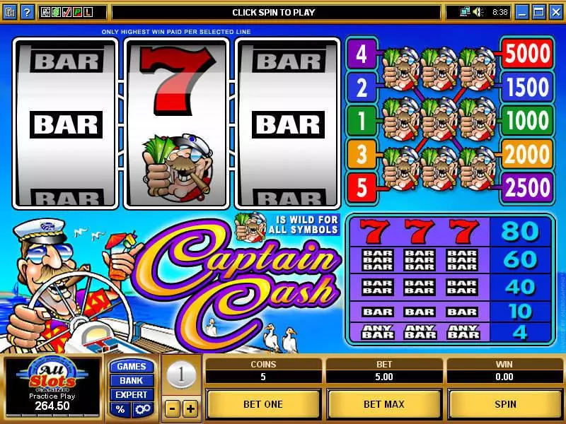 Captain Cash Microgaming Slots - Main Screen Reels