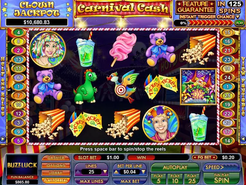 Carnival Cash NuWorks Slots - Main Screen Reels