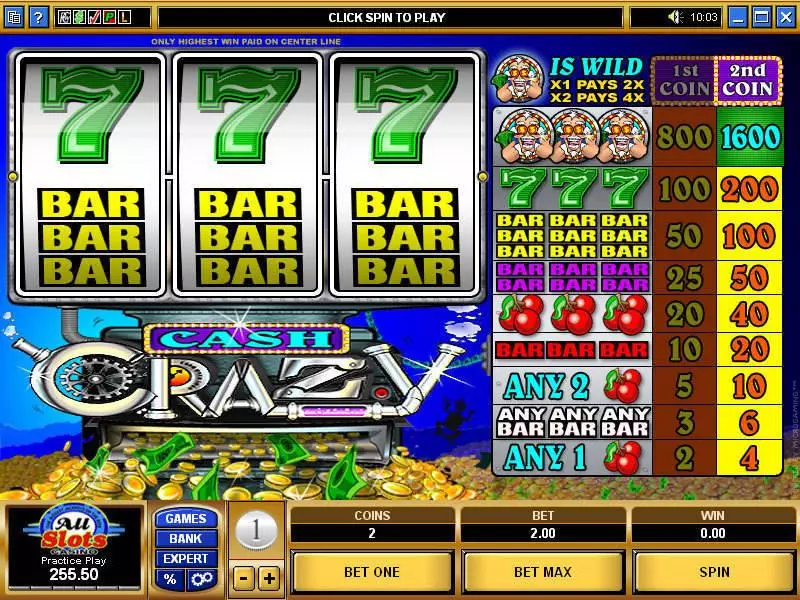 Cash Crazy Microgaming Slots - Main Screen Reels