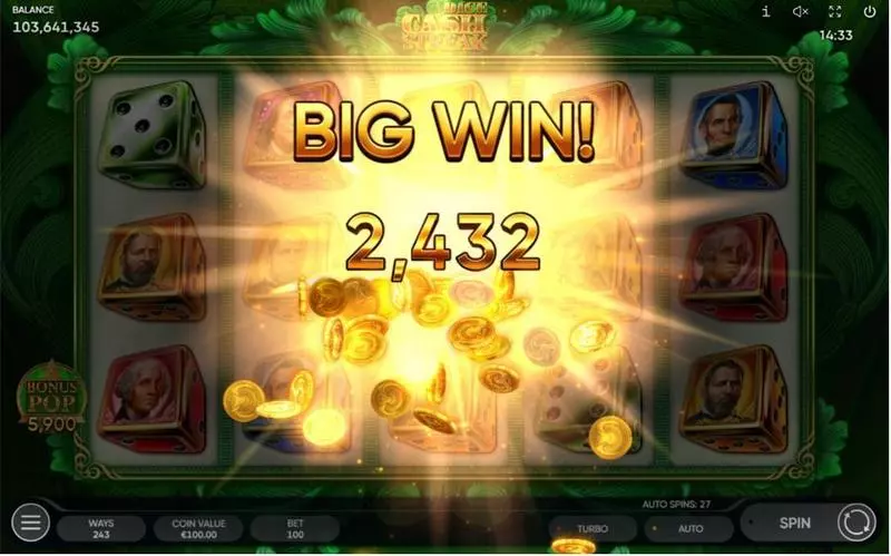 Cash Streak Dice Endorphina Slots - Winning Screenshot