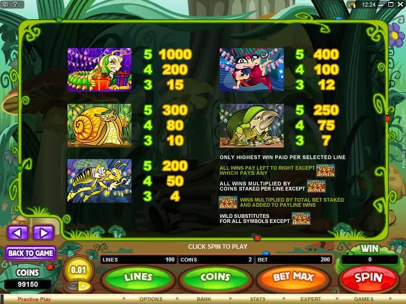 Cashapillar Microgaming Slots - Info and Rules