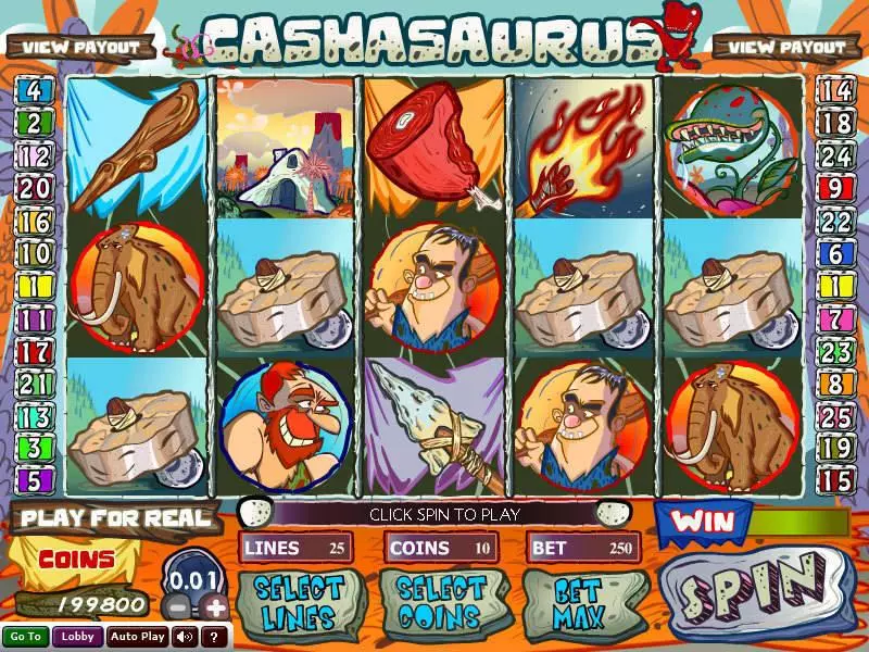 Cashasaurus Wizard Gaming Slots - Main Screen Reels