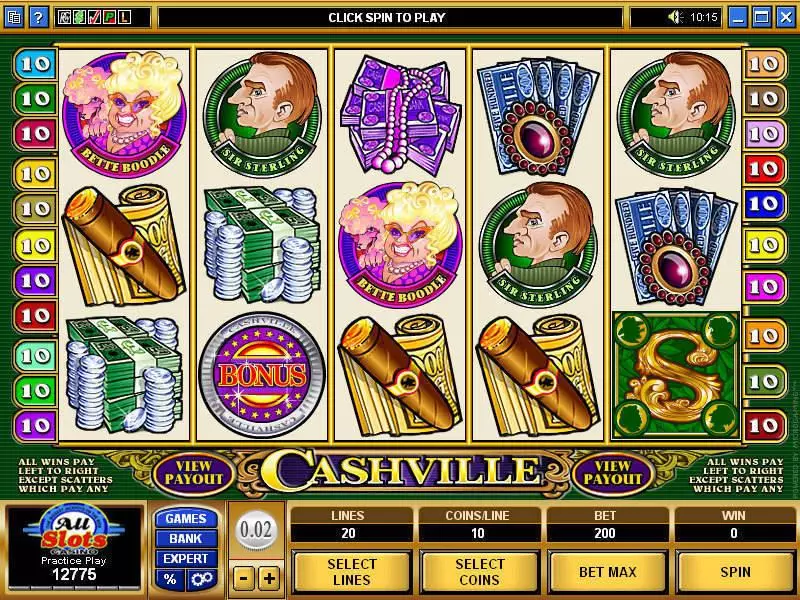 Cashville Microgaming Slots - Main Screen Reels