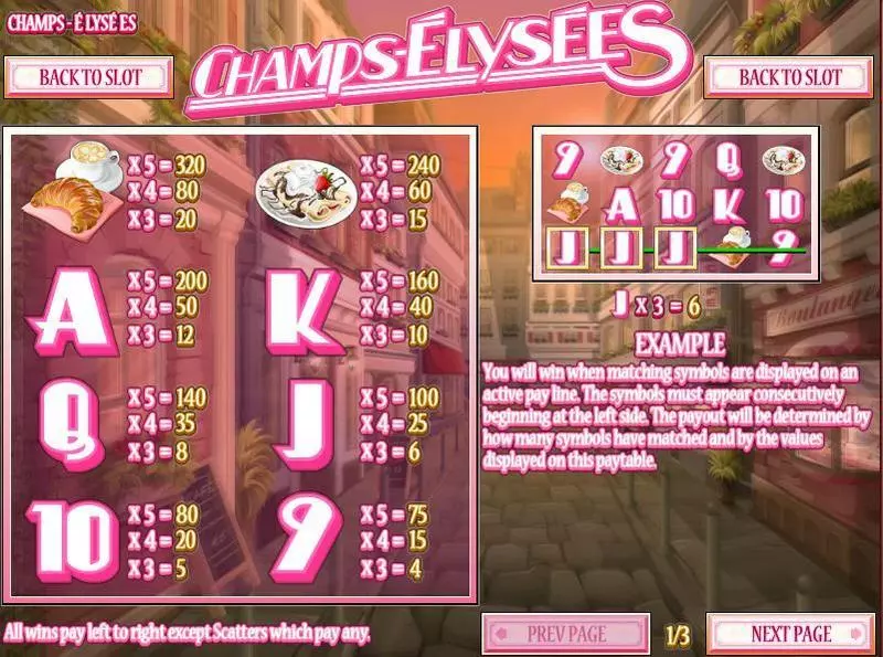 Champs-Elysees Rival Slots - Info and Rules