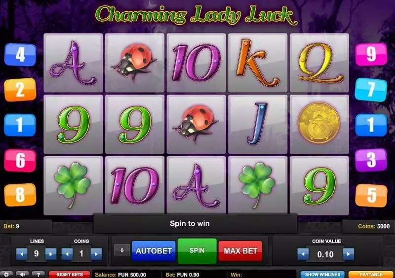 Charming Lady Luck 1x2 Gaming Slots - Main Screen Reels