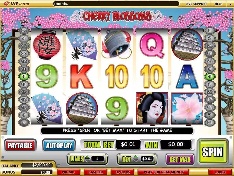 Cherry Blossoms WGS Technology Slots - Main Screen Reels