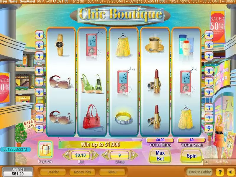 Chic Boutique NeoGames Slots - Main Screen Reels
