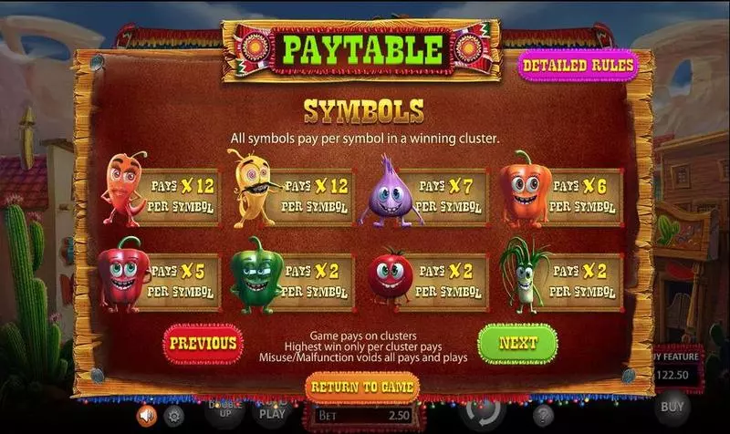 Chillipop BetSoft Slots - Paytable