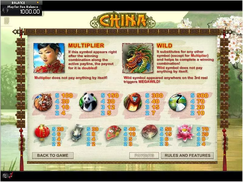 China MegaWild GamesOS Slots - Info and Rules