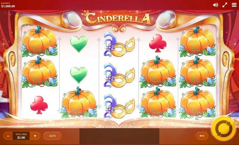 Cinderella Red Tiger Gaming Slots - Main Screen Reels