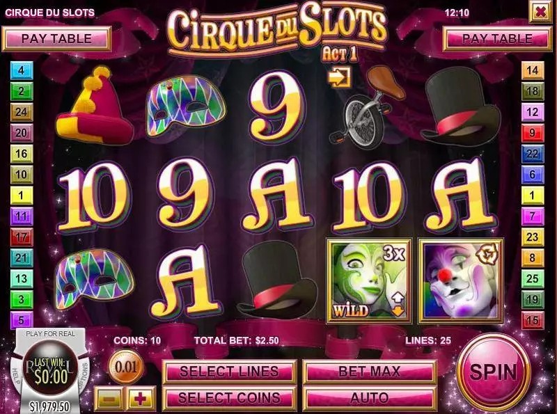 Cirque du Slots Rival Slots - Main Screen Reels