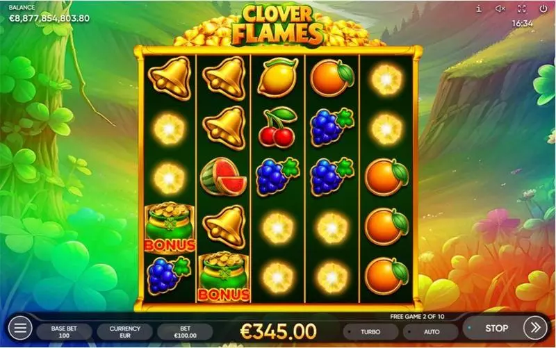Clover Flames Endorphina Slots - Main Screen Reels