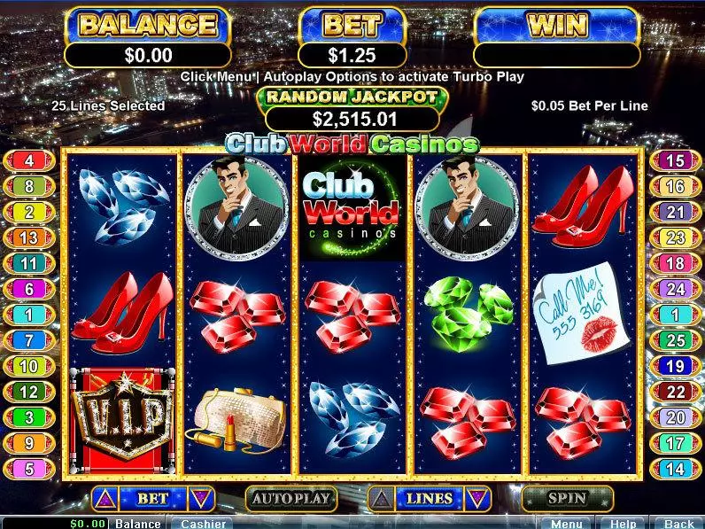 Club World Casinos! RTG Slots - Main Screen Reels
