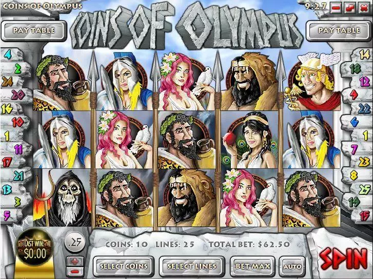 Coins of Olympus Rival Slots - Main Screen Reels
