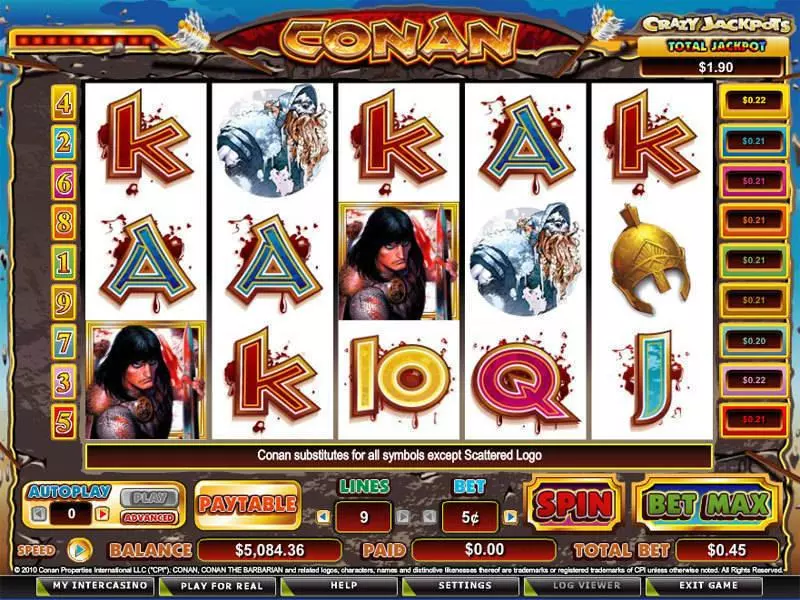 Conan the Barbarian CryptoLogic Slots - Main Screen Reels