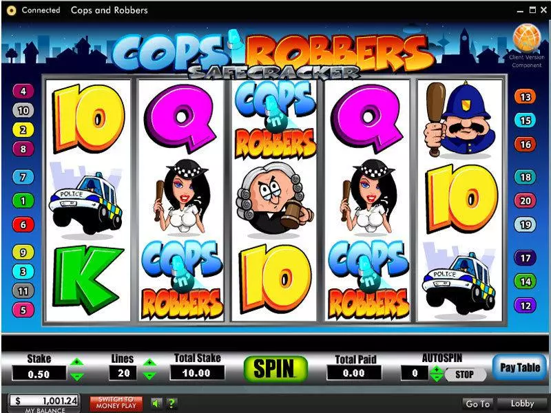 Cops and Robbers Safe Cracker 888 Slots - Main Screen Reels