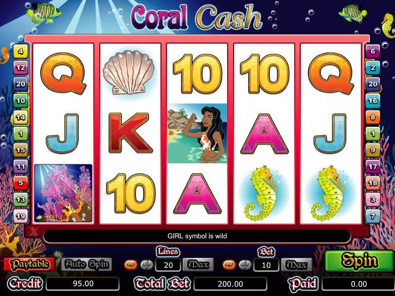 Coral Cash bwin.party Slots - Main Screen Reels