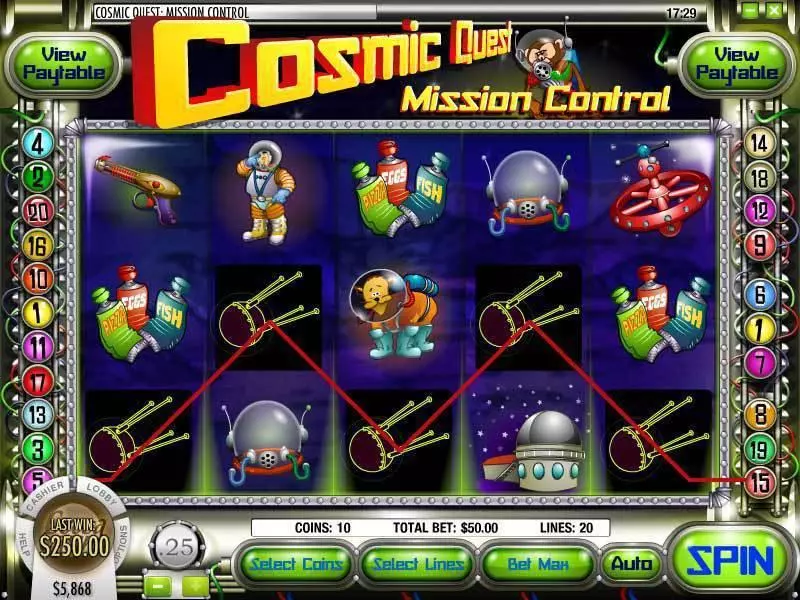 Cosmic Quest Episode One Rival Slots - Main Screen Reels