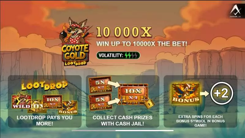 Coyote Gold AvatarUX Slots - Introduction Screen