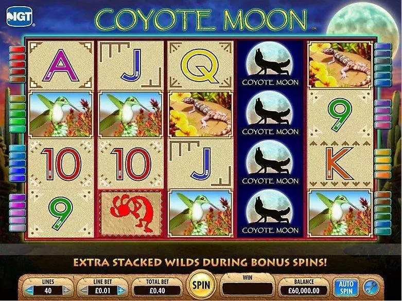 Coyote Moon IGT Slots - Introduction Screen