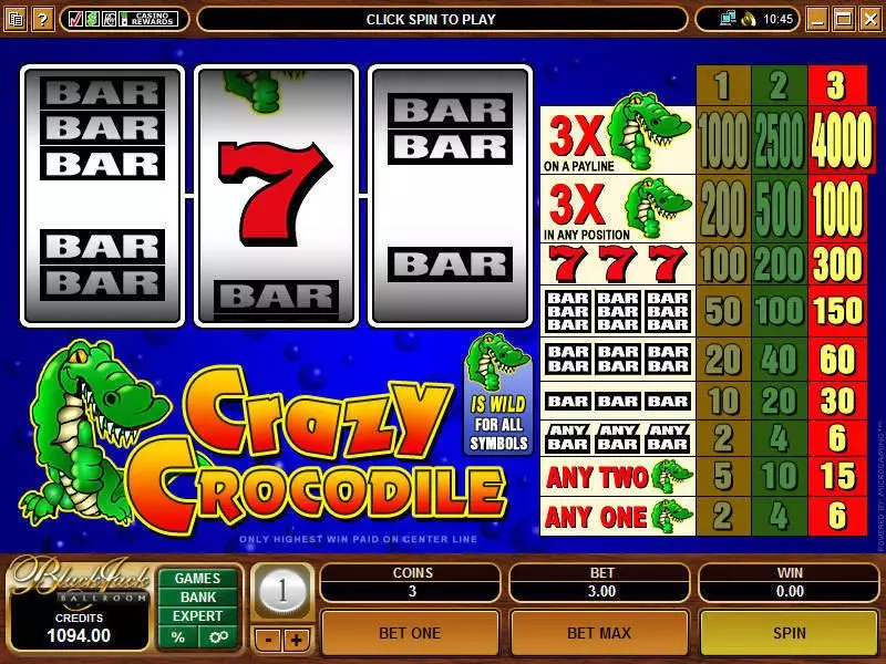 Crazy Crocodile Microgaming Slots - Main Screen Reels