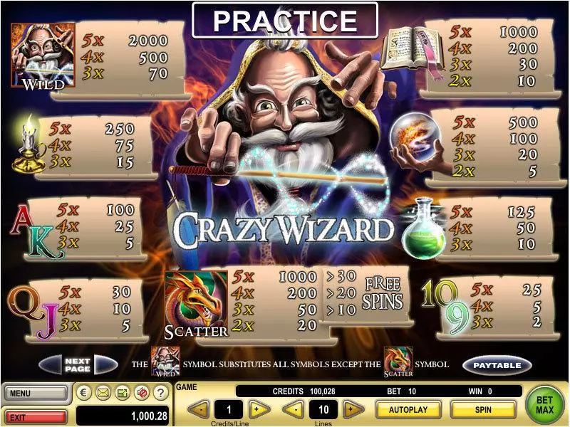 Crazy Wizard GTECH Slots - Info and Rules
