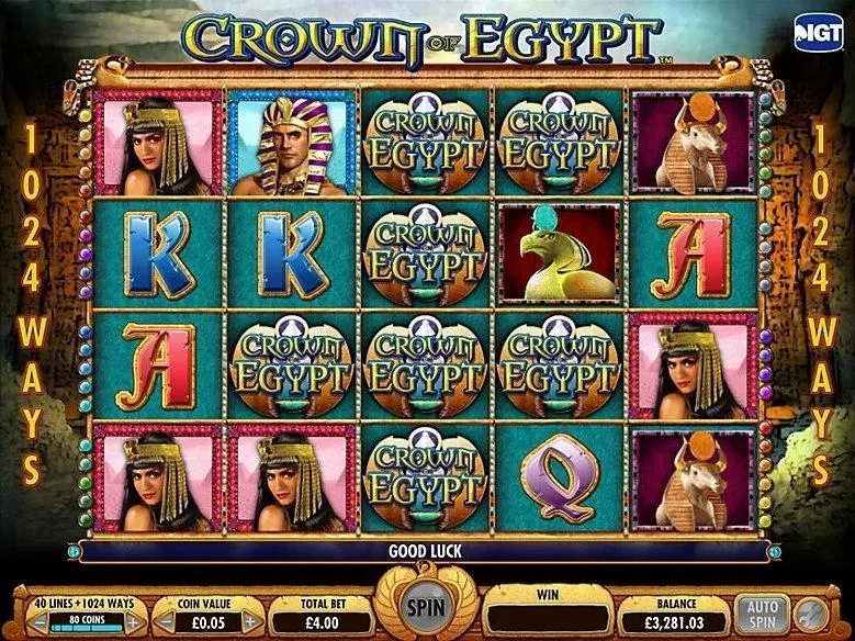 Crown of Egypt IGT Slots - Introduction Screen