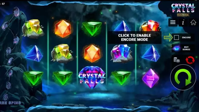 Crystal Falls Multimax Bulletproof Games Slots - Main Screen Reels