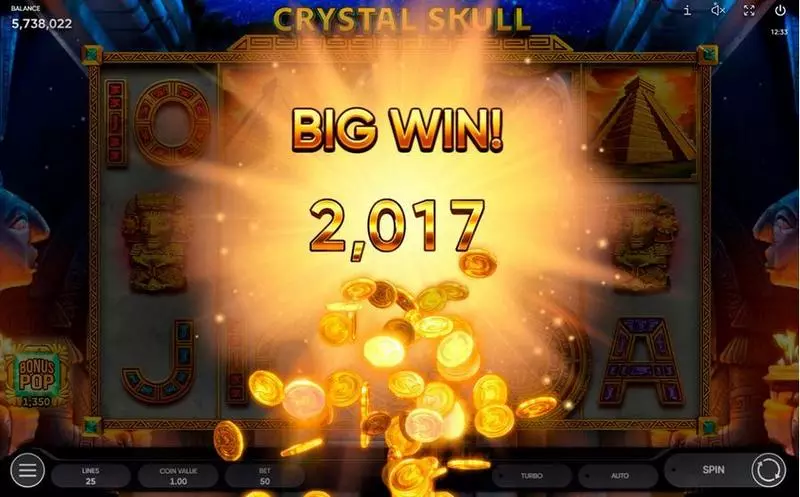 Crystal Skull Endorphina Slots - Winning Screenshot