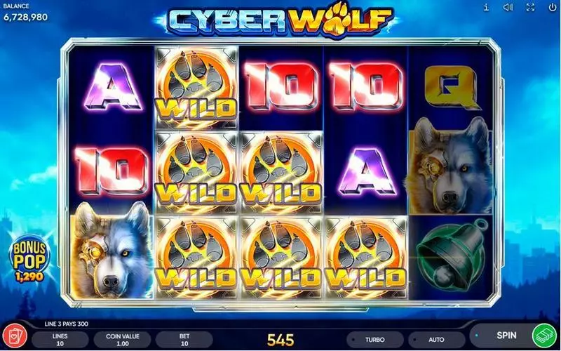Cyber Wolf Endorphina Slots - Main Screen Reels