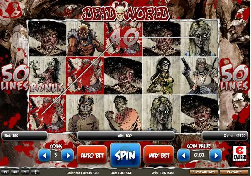 Deadworld 1x2 Gaming Slots - Main Screen Reels
