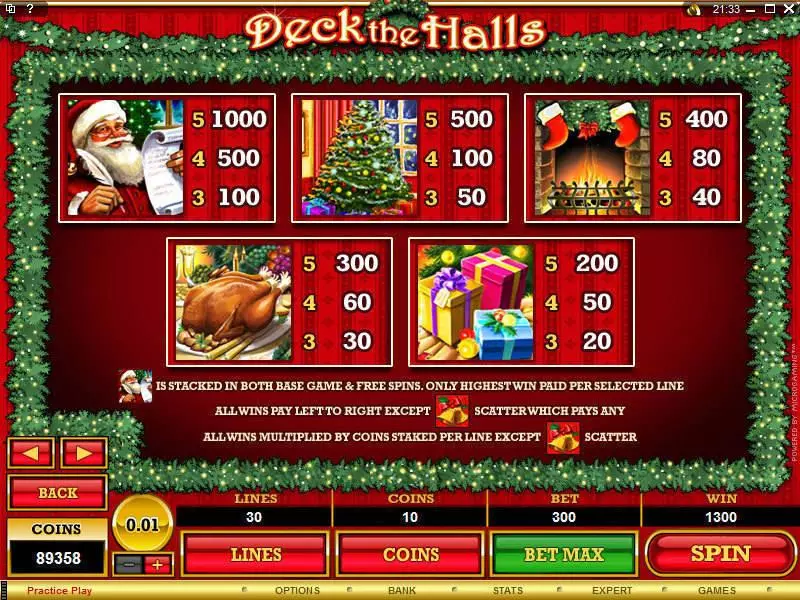 Deck the Halls Microgaming Slots - Info and Rules