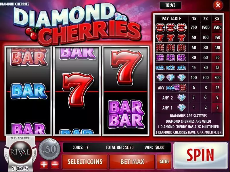 Diamond Cherries Rival Slots - Main Screen Reels