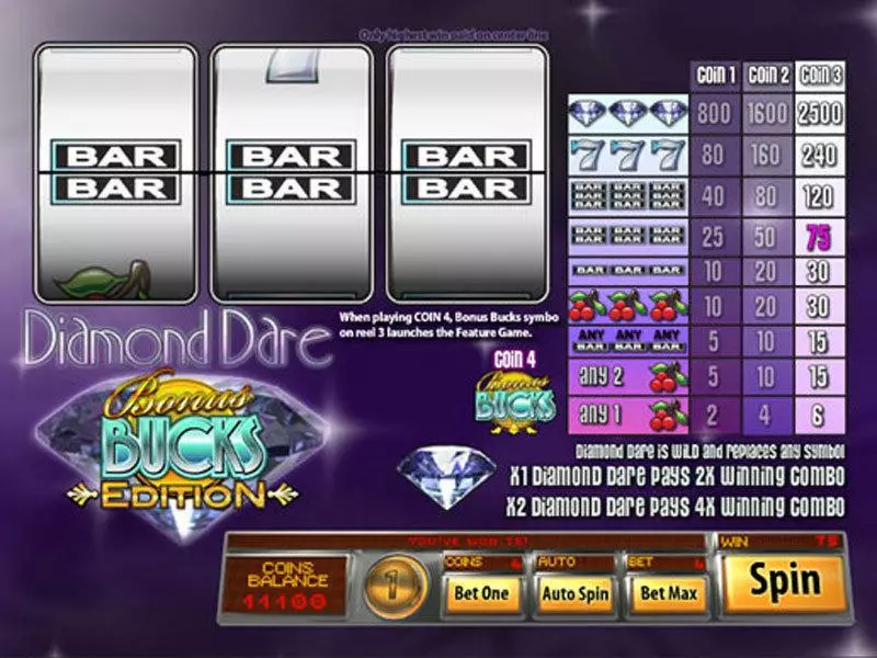 Diamond Dare Bucks Edition Saucify Slots - Main Screen Reels