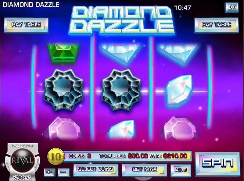 Diamond Dazzle Rival Slots - Main Screen Reels