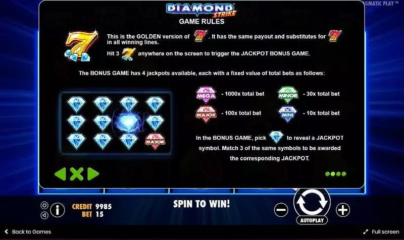 Diamond Strike Pragmatic Play Slots - Bonus 1