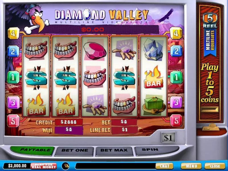 Diamond Valley PlayTech Slots - Main Screen Reels