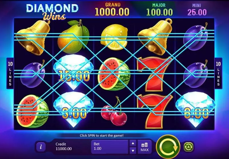 Diamond Wins: Hold&Win Playson Slots - Main Screen Reels