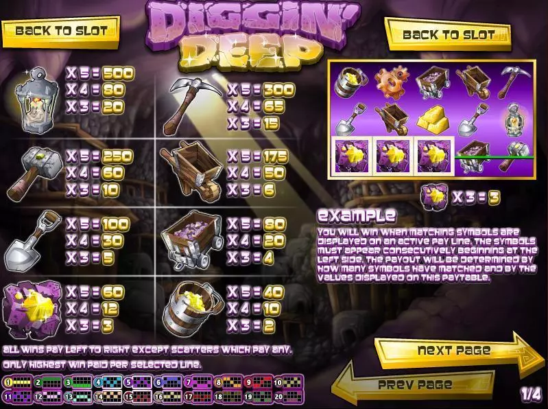 Diggin Deep Rival Slots - Info and Rules