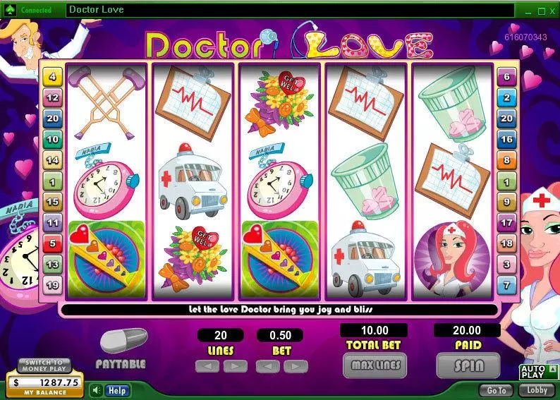 Doctor Love 888 Slots - Main Screen Reels