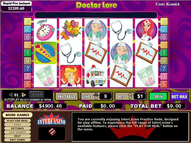 Doctor Love CryptoLogic Slots - Main Screen Reels