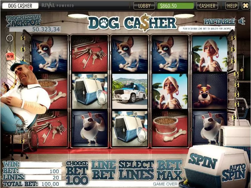 Dog Ca$her Sheriff Gaming Slots - Main Screen Reels