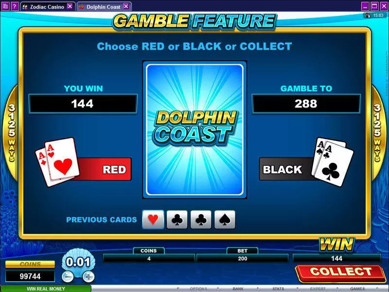 Dolphin Coast Microgaming Slots - Gamble Screen