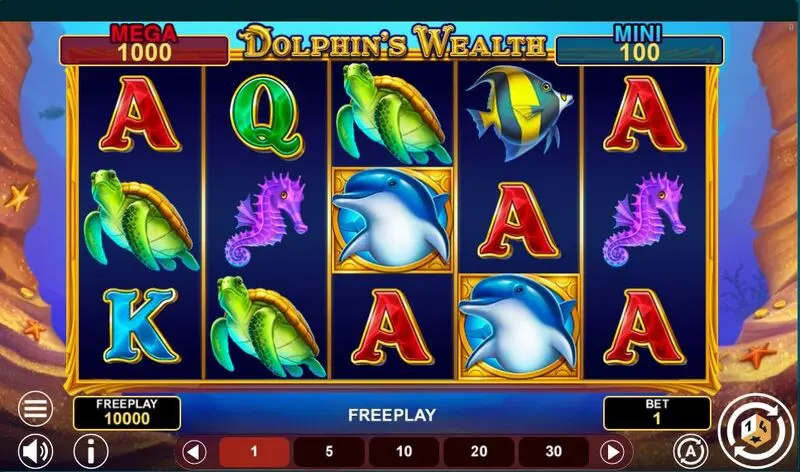 Dolphin’s Wealth Win Spins 1Spin4Win Slots - Main Screen Reels
