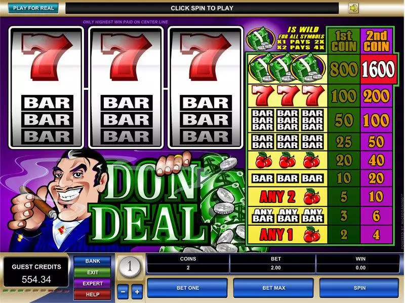 Don Deal Microgaming Slots - Main Screen Reels