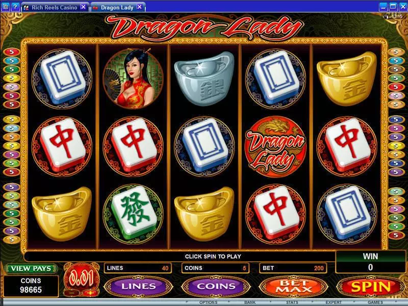 Dragon Lady Microgaming Slots - Main Screen Reels